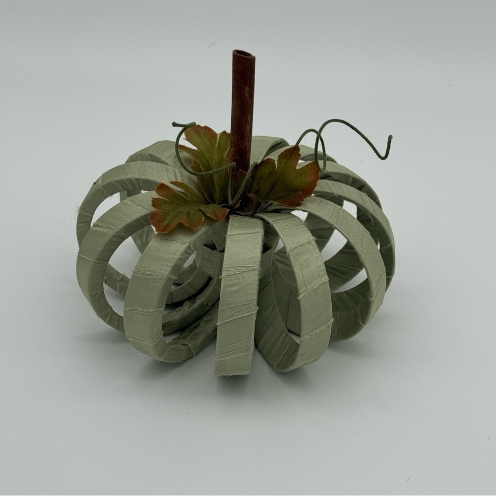 Rustic Satin Wrapped Pumpkin Decor Fall Decorations Autumn Halloween Green New - Picture 4 of 8